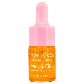 "Revive" Omega Glow Cape Saltie Cape Cod Facial Massage Oil - PM , 10ml. — Organic Pomegranate Seed Oil • Organic Rosehip Seed Oil • Raspberry Seed Oil. Revive Omega Glow is a nourishing Facial Massage Oil crafted for clients solving for fine lines, texture, and moisture loss. At its core are two powerhouse naturals: Rosehip Oil, naturally rich in Vitamin A compounds and omegas that encourage renewal and soften the look of fine lines; and Sea Buckthorn Oil, loaded with rare omega-7s and antioxidants.