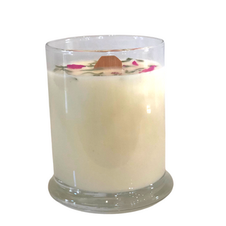 Bedrock Tree Farm Beach Rose + Fir Needle Libbey Status Soy Candle with Crackling Wick, Natural Fir Needle, 8oz — Smells Like Flowers & Fir