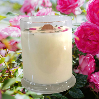 Bedrock Tree Farm Beach Rose + Fir Needle Libbey Status Soy Candle with Crackling Wick, Natural Fir Needle, 8oz — Smells Like Flowers & Fir