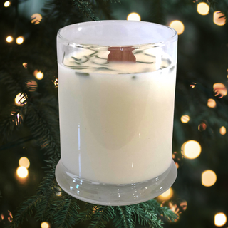 Bedrock Tree Farm Libbey Status Soy Candle with Crackling Wick, Natural Fir Needle, 8oz — Smells Like a Christmas Tree