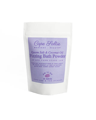 Fizzing Bath Soak, Natural Bath Powder, Bath Bomb, Cape Saltie Cape Cod Massage & Beauty, Muscle Relief