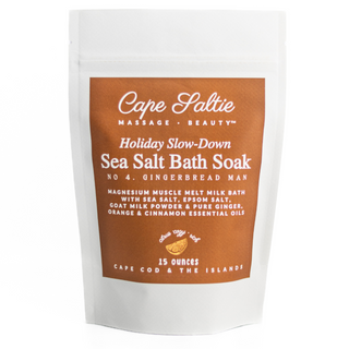 "Gingerbead Man" Holiday Slow-Down, Sea Salt Bath Soak 15oz.  — Citrus, Cozy, Rich