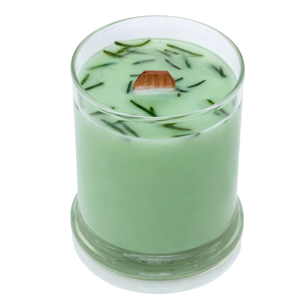 Bedrock Tree Farm Shiso + Fir Needle Libbey Status Soy Candle with Crackling Wick, Natural Fir Needle, 8oz ⁠— Smells Like Summer Basil
