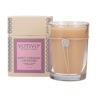 Votivo Aromatic Candle-Saint Germain Lavender with Soy Wax, 6.8oz ⁠— White Linen. Chamomile. Lavender. Tonka. Vanilla & Patchouli