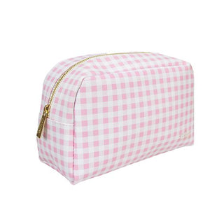 "Summer Girls" Pink Gingham Multipurpose, Lined Cosmetic Pouch — Perfect for Everyday On-The-Go & Travel