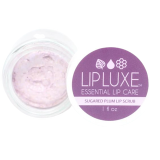 Mizzi Cosmetics LipLuxe Sugared Plum Lip Scrub, 1 fl oz. — Made with Coconut Oil, Natural Cane Sugar & Plum Flavor