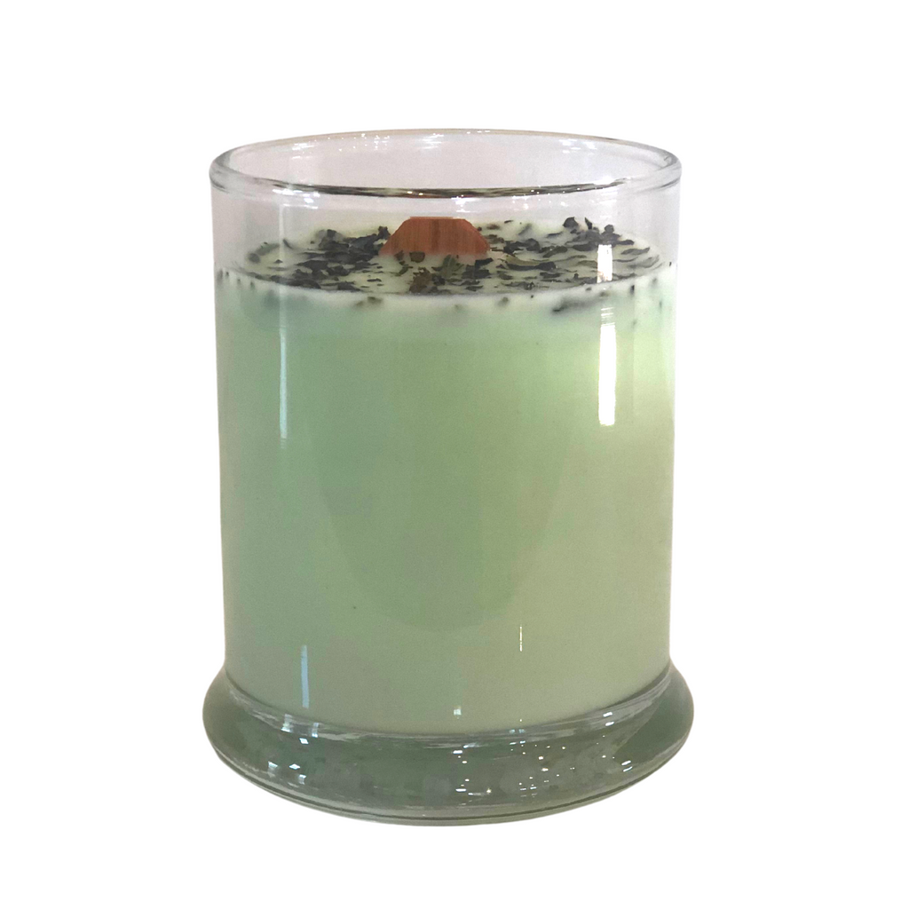 Bedrock Tree Farm Shiso + Fir Needle Libbey Status Soy Candle with Crackling Wick, Natural Fir Needle, 8oz ⁠— Smells Like Summer Basil