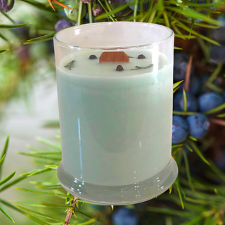 Bedrock Tree Farm Juniper Libbey Status Soy Candle with Crackling Wick, Natural Fir Needle, 8oz ⁠— Smells Woody