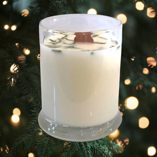 Bedrock Tree Farm Libbey Status Soy Candle with Crackling Wick, Natural Fir Needle, 8oz ⁠— Smells Like a Christmas Tree