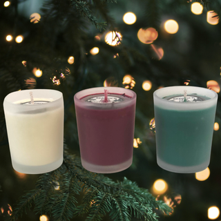 Bedrock Tree Farm Fir Needle + Soy Holiday Votive Candle Collection, Set of 3 X 2oz Candles ⁠— Smells Like a Christmas Tree